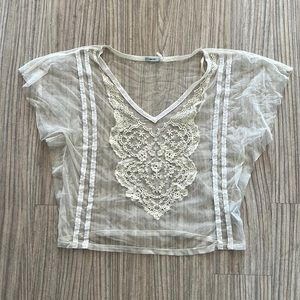 Kimchi Blue lace sheer crop top